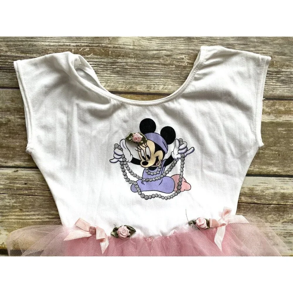 The Disney Store Girls Minnie Mouse Bodysuit Ballerina TuTu Bows‎ Flowers 6 / 7